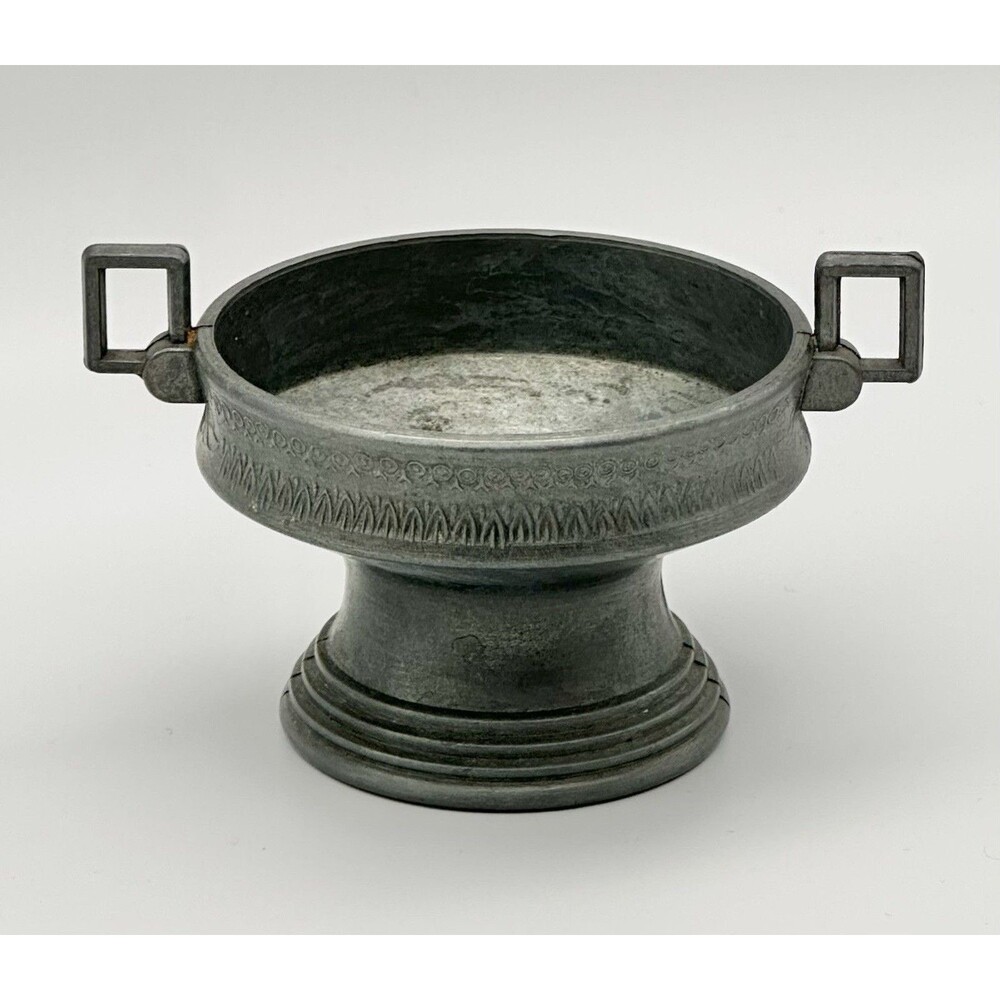 VTG Action Industries Handcrafted Pewter Compote Bowl Cheswick PA Italy Handles